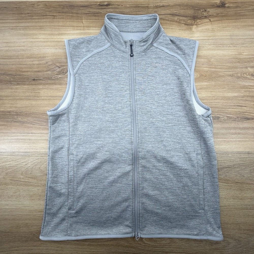 Southern Tide Men's L Performance Vest Full Zip Gray Fishing Golf Pockets